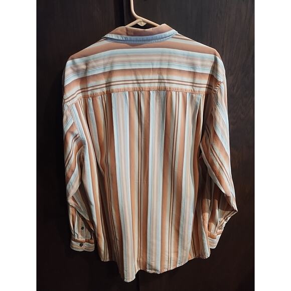Tommy Bahama Fall Shirt Mens XL Orange Stripe Silk Long Sleeve Button Preppy - Picture 2 of 7